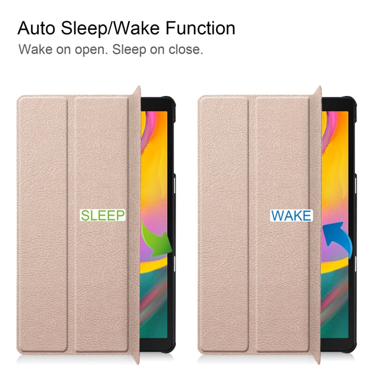 Custer Texture Horizontal Flip PU Leather Case for Galaxy Tab A 10.1 2019 (T515 / T510), with Three-folding Holder & Sleep / Wake-up Function