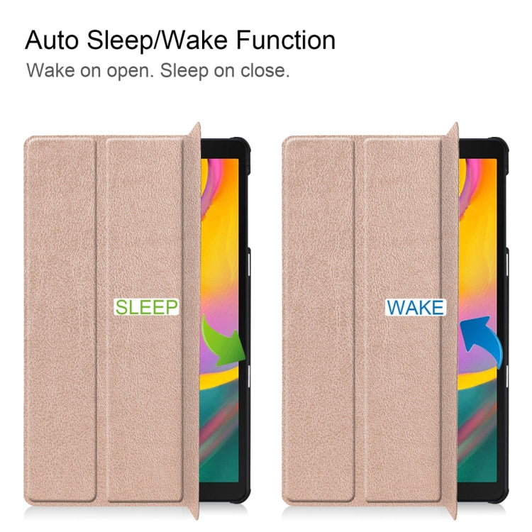 Custer Texture Horizontal Flip PU Leather Case for Galaxy Tab A 10.1 2019 (T515 / T510), with Three-folding Holder & Sleep / Wake-up Function