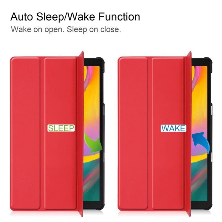 Custer Texture Horizontal Flip PU Leather Case for Galaxy Tab A 10.1 2019 (T515 / T510), with Three-folding Holder & Sleep / Wake-up Function