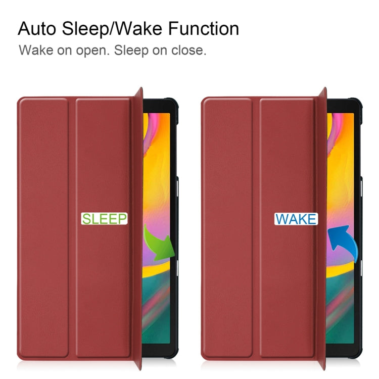 Custer Texture Horizontal Flip PU Leather Case for Galaxy Tab A 10.1 2019 (T515 / T510), with Three-folding Holder & Sleep / Wake-up Function