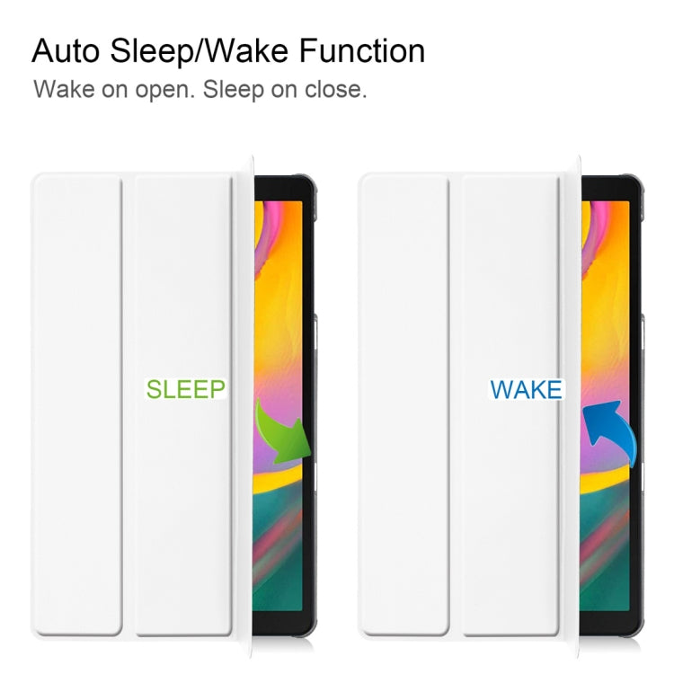 Custer Texture Horizontal Flip PU Leather Case for Galaxy Tab A 10.1 2019 (T515 / T510), with Three-folding Holder & Sleep / Wake-up Function