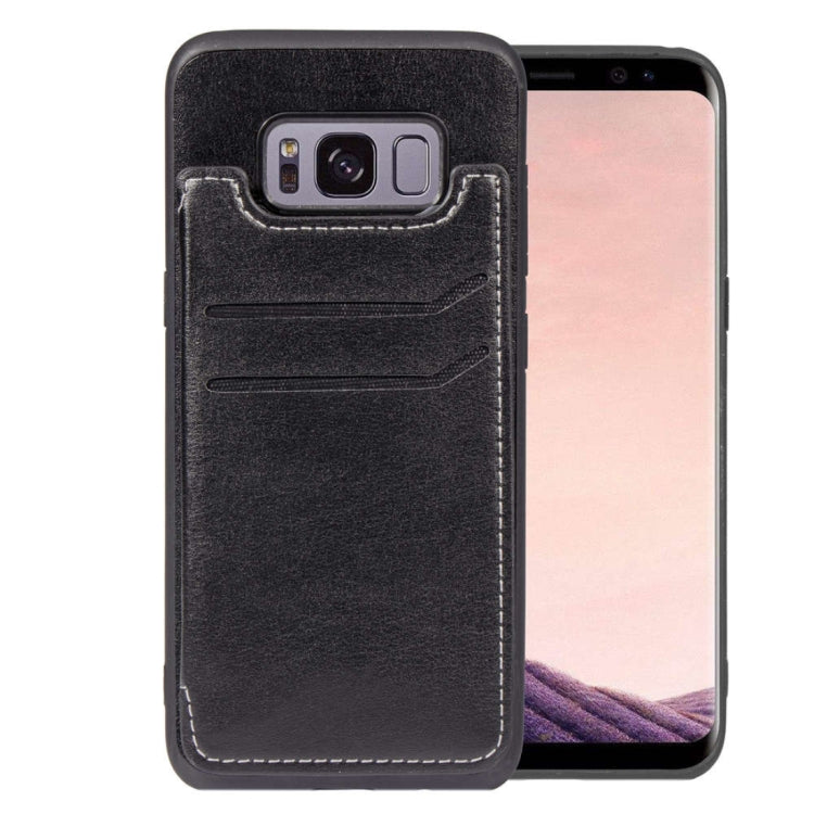 Simple Leather Texture TPU Magnetic Leather Case for Galaxy S8+ / G955, with Holder & Card Slots & Wallet