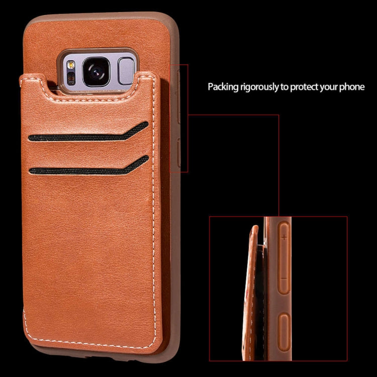Simple Leather Texture TPU Magnetic Leather Case for Galaxy S8+ / G955, with Holder & Card Slots & Wallet