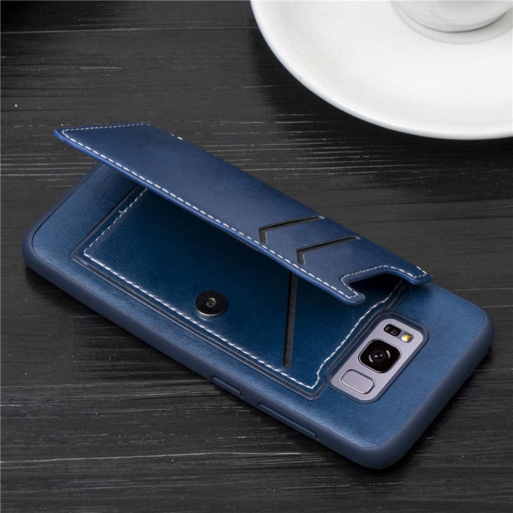 Simple Leather Texture TPU Magnetic Leather Case for Galaxy S8+ / G955, with Holder & Card Slots & Wallet