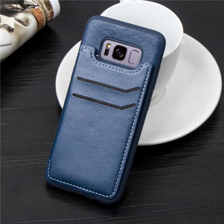 Simple Leather Texture TPU Magnetic Leather Case for Galaxy S8+ / G955, with Holder & Card Slots & Wallet