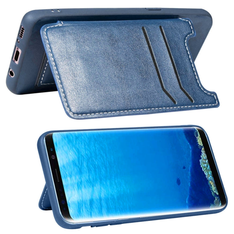 Simple Leather Texture TPU Magnetic Leather Case for Galaxy S8+ / G955, with Holder & Card Slots & Wallet