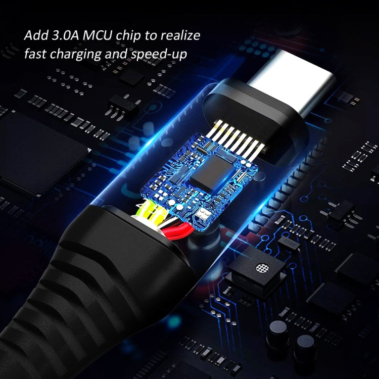 Amorus 1.2m 3A USB A 3.0 to USB-C / Type-C Nylon Woven Fast Charging & Data Cable(Black)