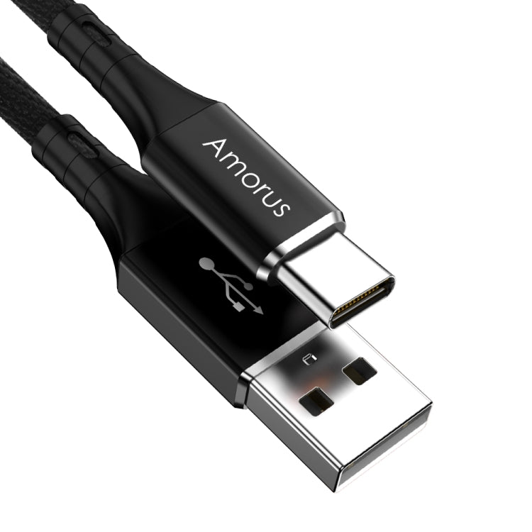 Amorus 2A USB-C to USB-C / Type-C High-gloss Aluminum Alloy Cloth Weaving Fast Charging & Data Cable
