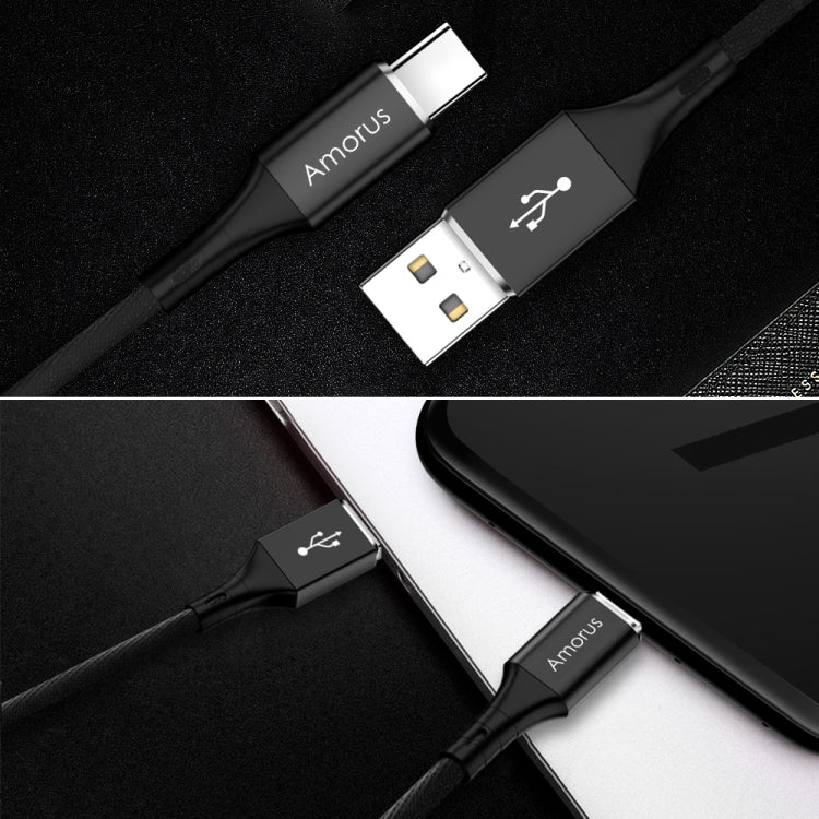 Amorus 2A USB-C to USB-C / Type-C High-gloss Aluminum Alloy Cloth Weaving Fast Charging & Data Cable