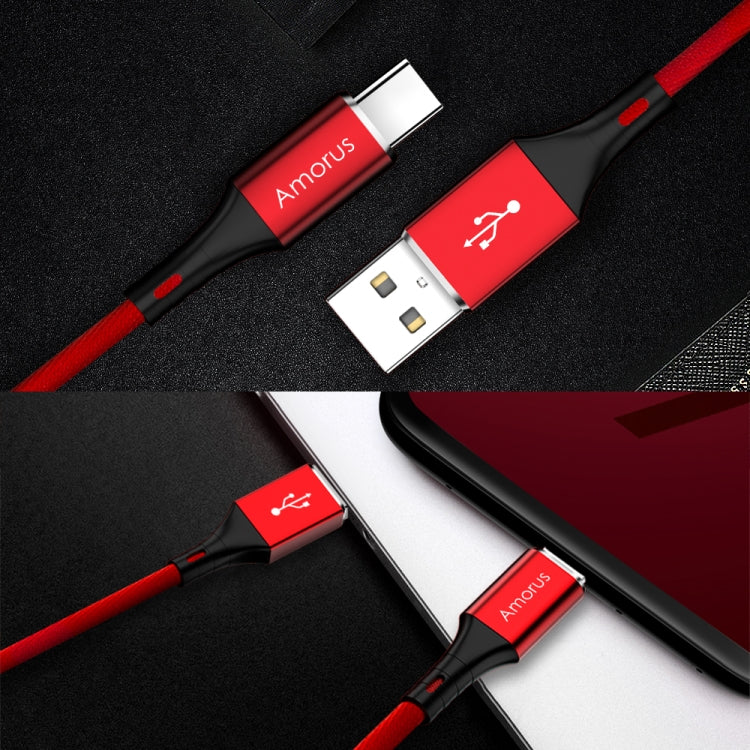 Amorus 2A USB-C to USB-C / Type-C High-gloss Aluminum Alloy Cloth Weaving Fast Charging & Data Cable