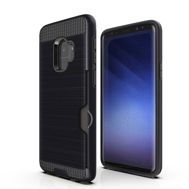 For Galaxy S9 Brushed Texture Dropproof Protective Back Cover Case with Card Slot