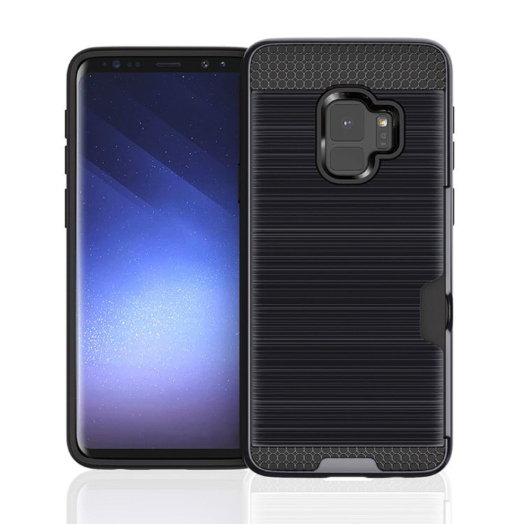 For Galaxy S9 Brushed Texture Dropproof Protective Back Cover Case with Card Slot