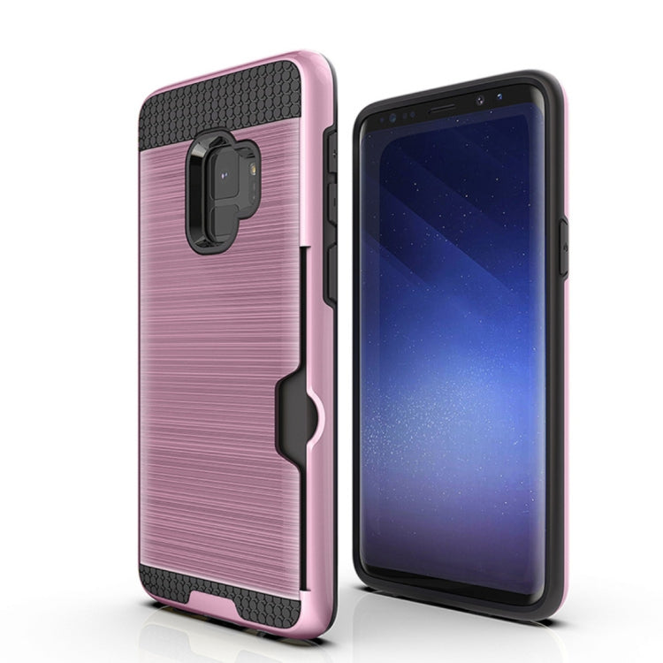 For Galaxy S9 Brushed Texture Dropproof Protective Back Cover Case with Card Slot