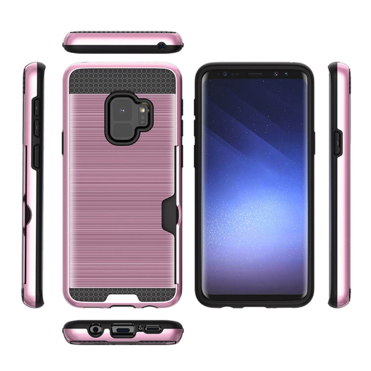 For Galaxy S9 Brushed Texture Dropproof Protective Back Cover Case with Card Slot