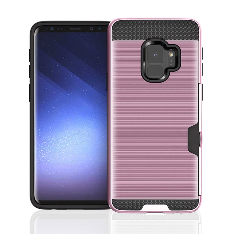 For Galaxy S9 Brushed Texture Dropproof Protective Back Cover Case with Card Slot
