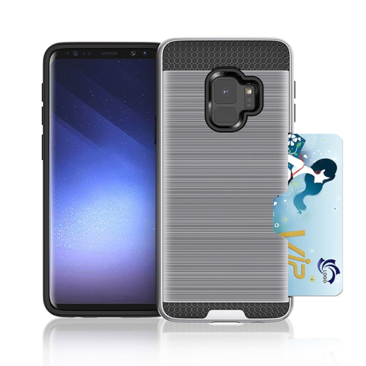 For Galaxy S9 Brushed Texture Dropproof Protective Back Cover Case with Card Slot