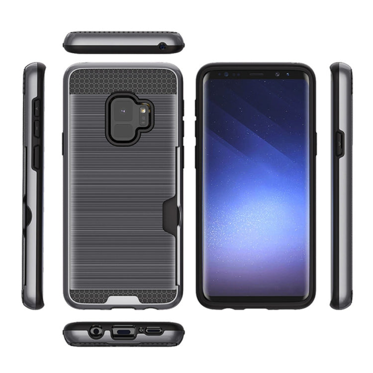 For Galaxy S9 Brushed Texture Dropproof Protective Back Cover Case with Card Slot