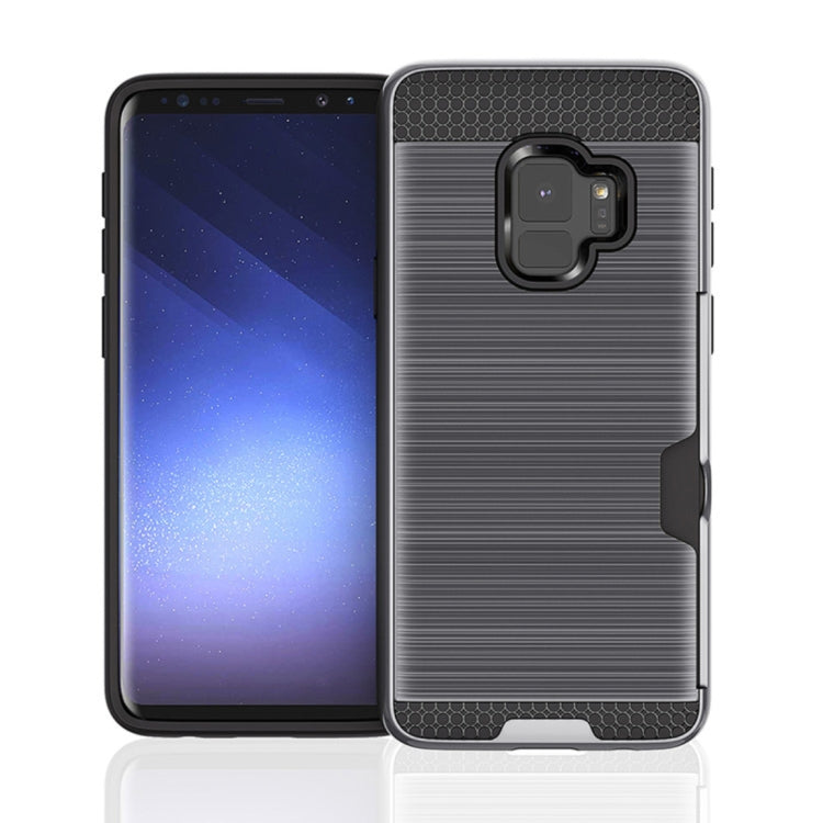 For Galaxy S9 Brushed Texture Dropproof Protective Back Cover Case with Card Slot