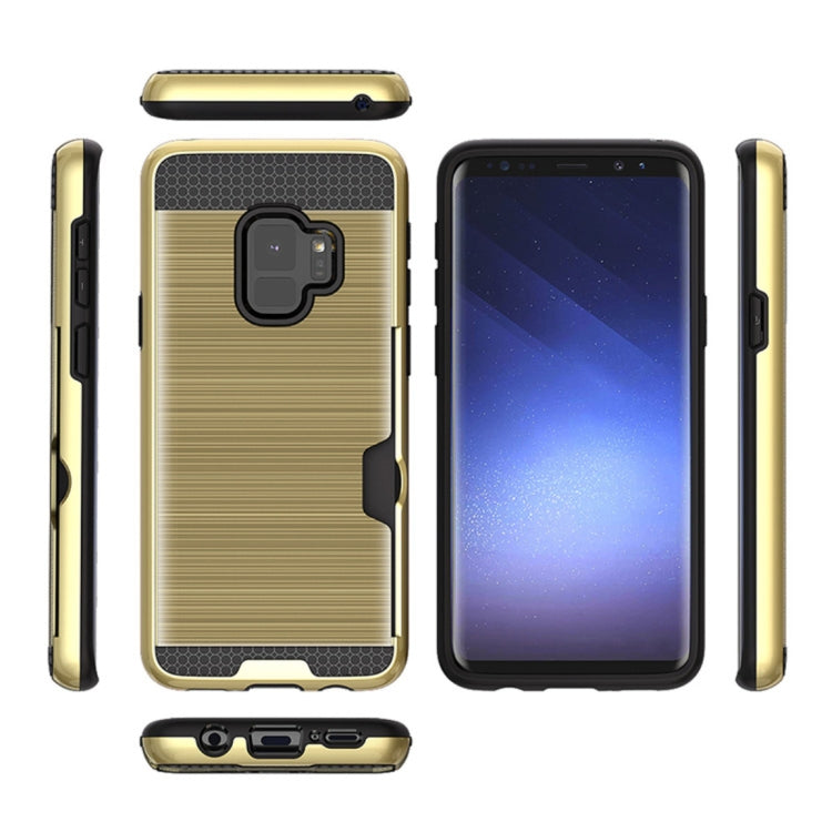 For Galaxy S9 Brushed Texture Dropproof Protective Back Cover Case with Card Slot