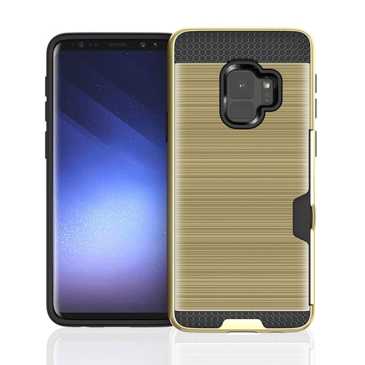 For Galaxy S9 Brushed Texture Dropproof Protective Back Cover Case with Card Slot