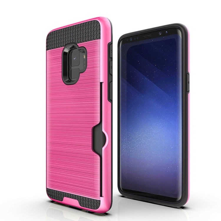 For Galaxy S9 Brushed Texture Dropproof Protective Back Cover Case with Card Slot