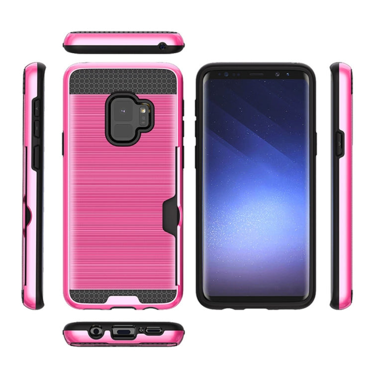 For Galaxy S9 Brushed Texture Dropproof Protective Back Cover Case with Card Slot