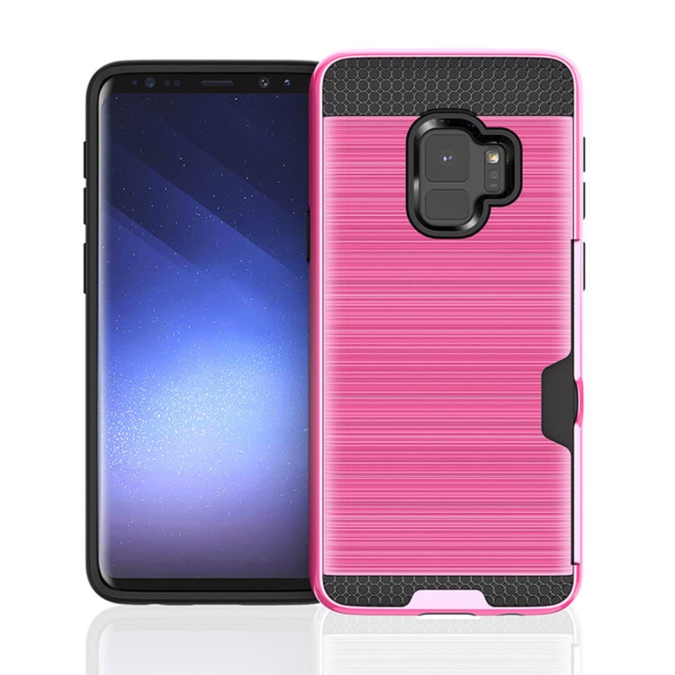 For Galaxy S9 Brushed Texture Dropproof Protective Back Cover Case with Card Slot