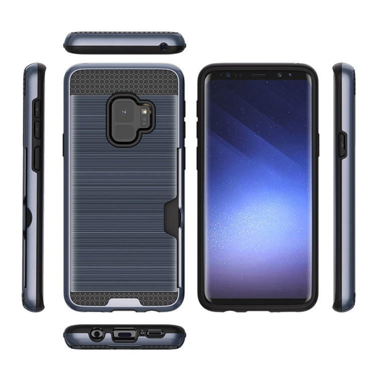 For Galaxy S9 Brushed Texture Dropproof Protective Back Cover Case with Card Slot