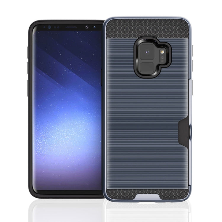 For Galaxy S9 Brushed Texture Dropproof Protective Back Cover Case with Card Slot