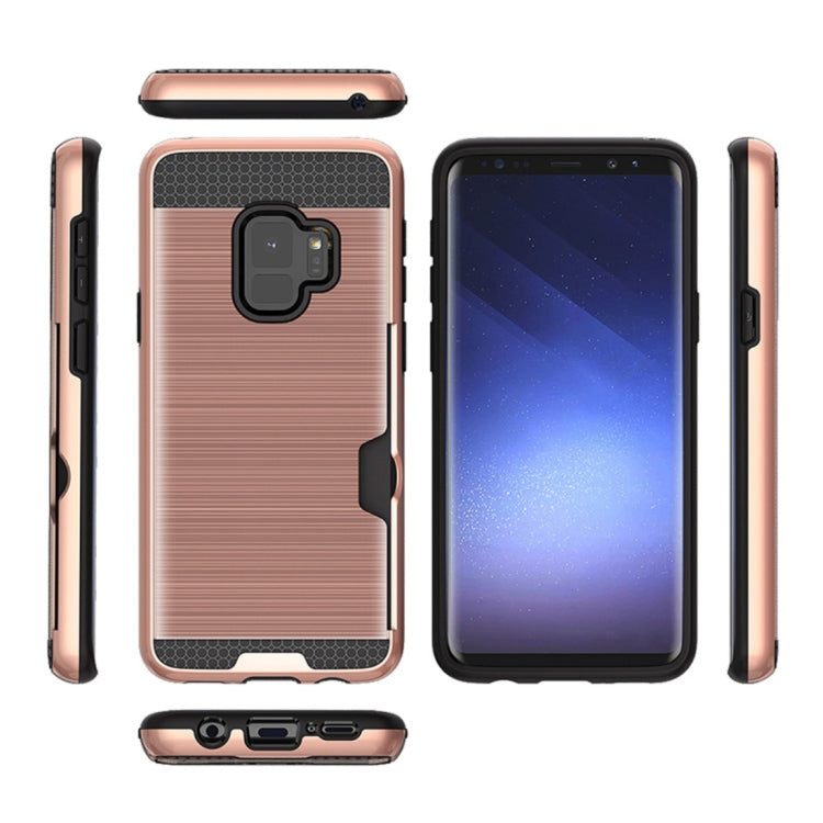 For Galaxy S9 Brushed Texture Dropproof Protective Back Cover Case with Card Slot
