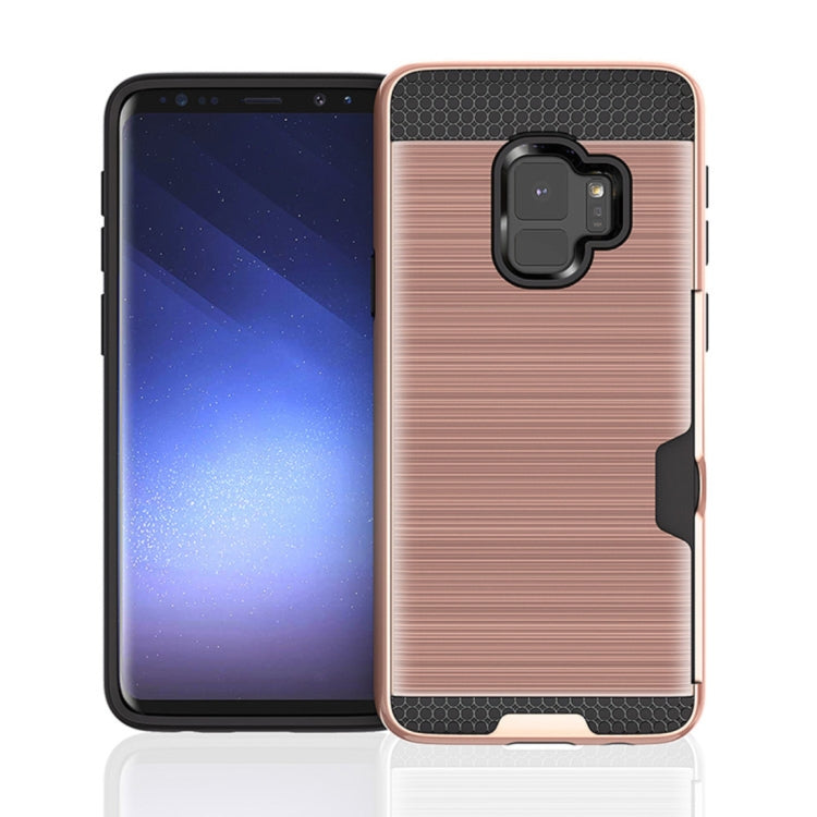 For Galaxy S9 Brushed Texture Dropproof Protective Back Cover Case with Card Slot