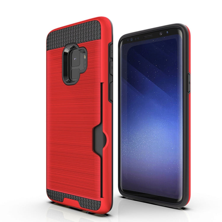 For Galaxy S9 Brushed Texture Dropproof Protective Back Cover Case with Card Slot
