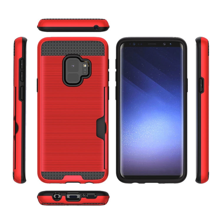 For Galaxy S9 Brushed Texture Dropproof Protective Back Cover Case with Card Slot