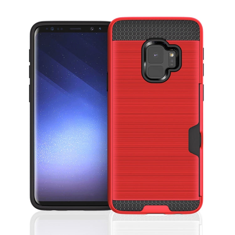 For Galaxy S9 Brushed Texture Dropproof Protective Back Cover Case with Card Slot
