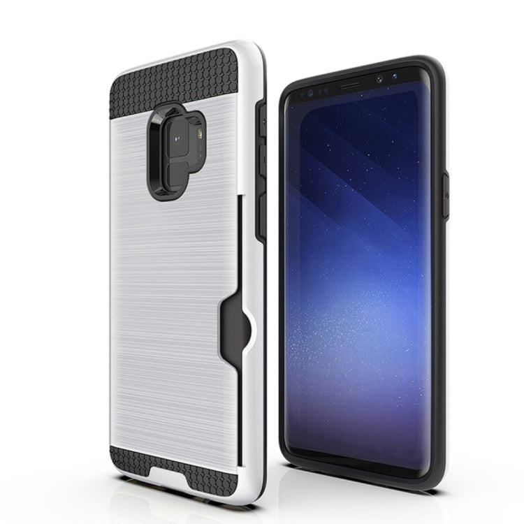 For Galaxy S9 Brushed Texture Dropproof Protective Back Cover Case with Card Slot
