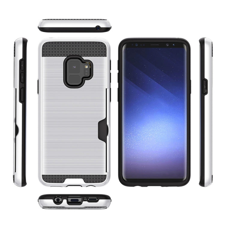 For Galaxy S9 Brushed Texture Dropproof Protective Back Cover Case with Card Slot