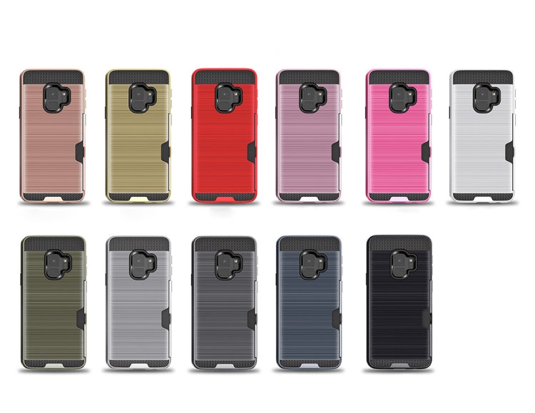 For Galaxy S9 Brushed Texture Dropproof Protective Back Cover Case with Card Slot