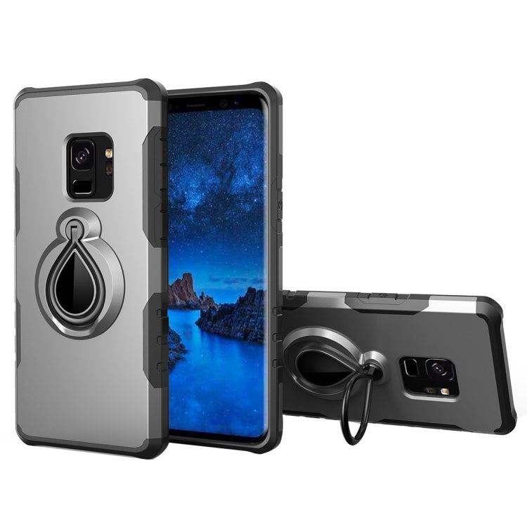 For Galaxy S9 Detachable Dropproof Protective Back Cover Case with Raindrop Shape Ring Holder