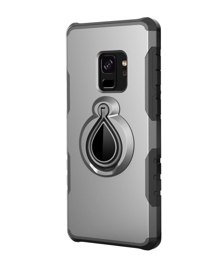 For Galaxy S9 Detachable Dropproof Protective Back Cover Case with Raindrop Shape Ring Holder