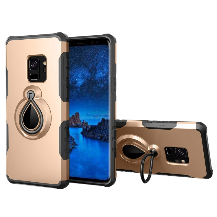 For Galaxy S9 Detachable Dropproof Protective Back Cover Case with Raindrop Shape Ring Holder
