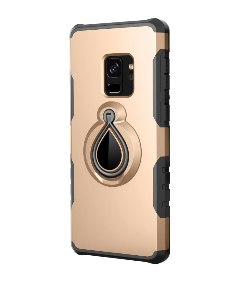 For Galaxy S9 Detachable Dropproof Protective Back Cover Case with Raindrop Shape Ring Holder