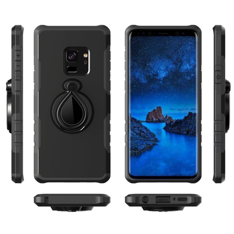 For Galaxy S9 Detachable Dropproof Protective Back Cover Case with Raindrop Shape Ring Holder