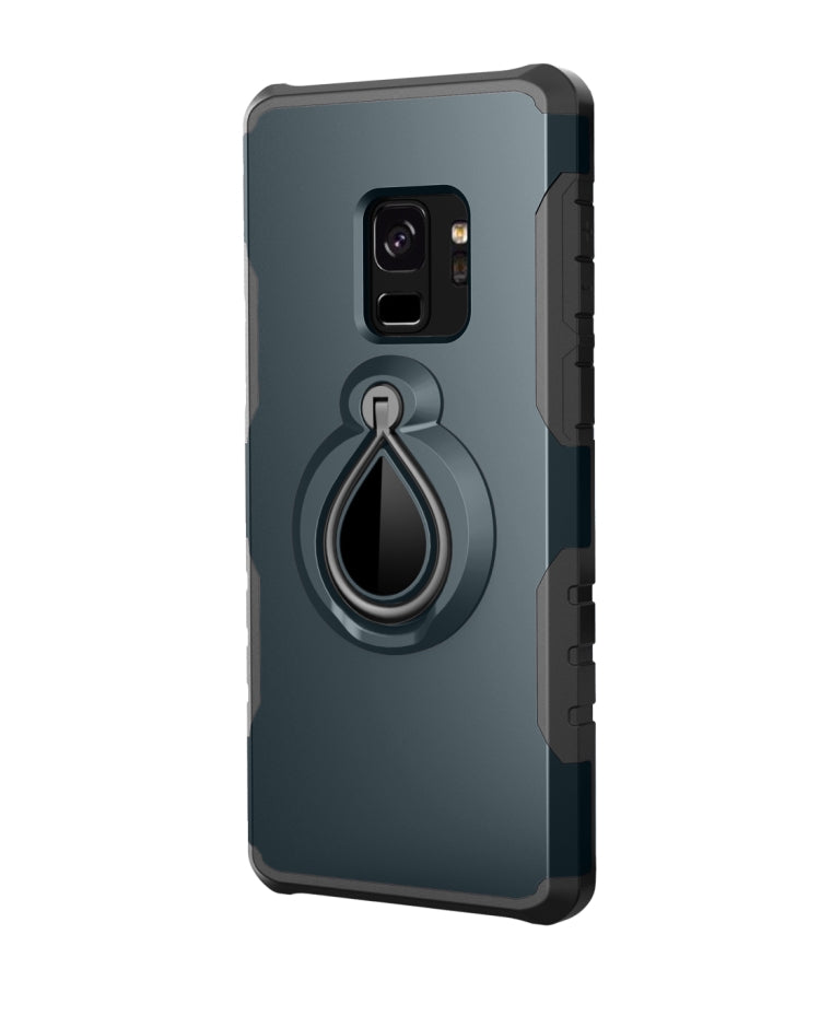 For Galaxy S9 Detachable Dropproof Protective Back Cover Case with Raindrop Shape Ring Holder