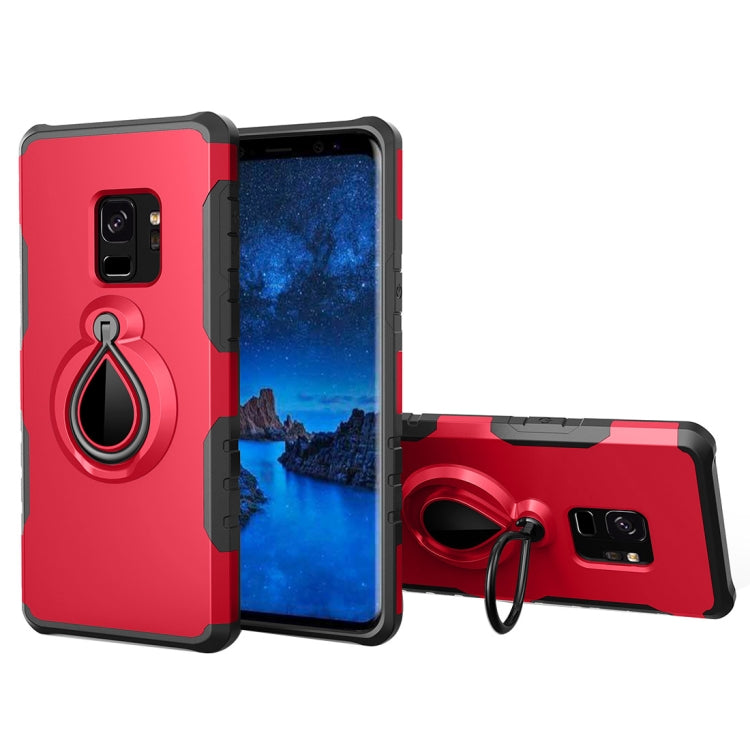 For Galaxy S9 Detachable Dropproof Protective Back Cover Case with Raindrop Shape Ring Holder