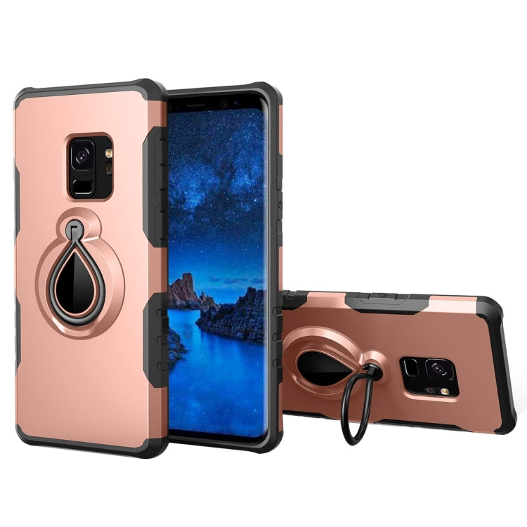 For Galaxy S9 Detachable Dropproof Protective Back Cover Case with Raindrop Shape Ring Holder
