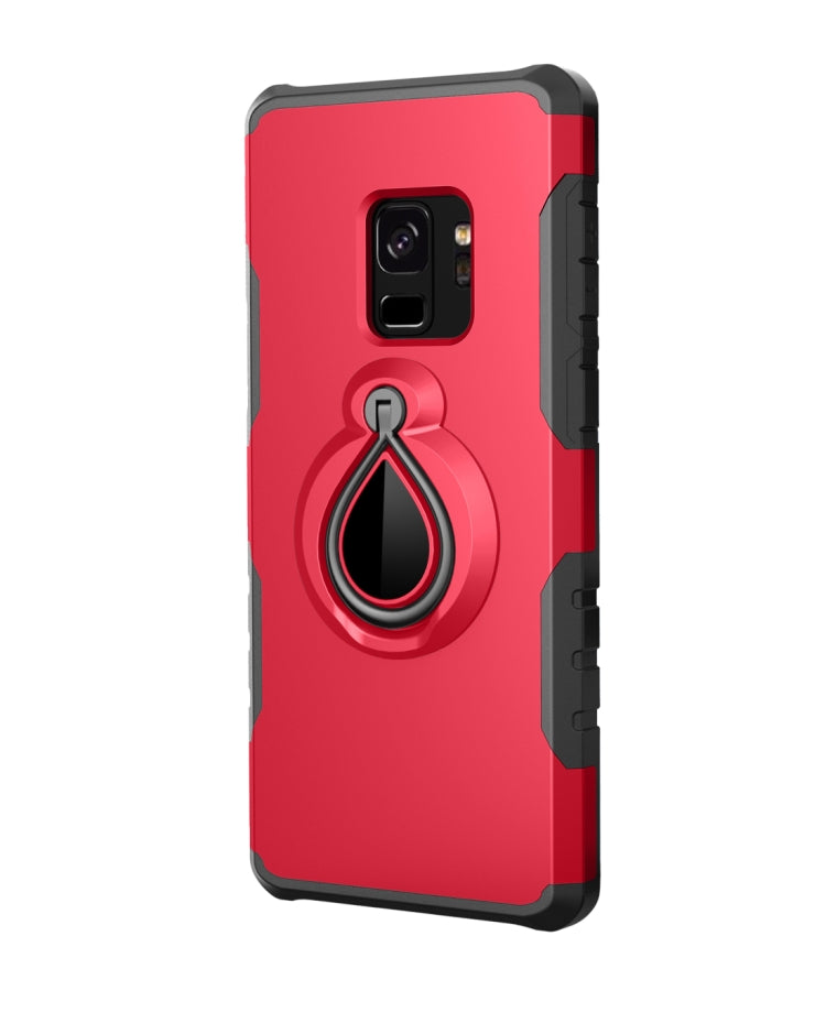 For Galaxy S9 Detachable Dropproof Protective Back Cover Case with Raindrop Shape Ring Holder