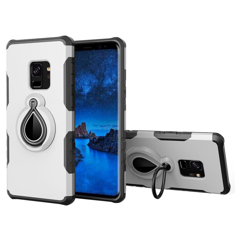 For Galaxy S9 Detachable Dropproof Protective Back Cover Case with Raindrop Shape Ring Holder