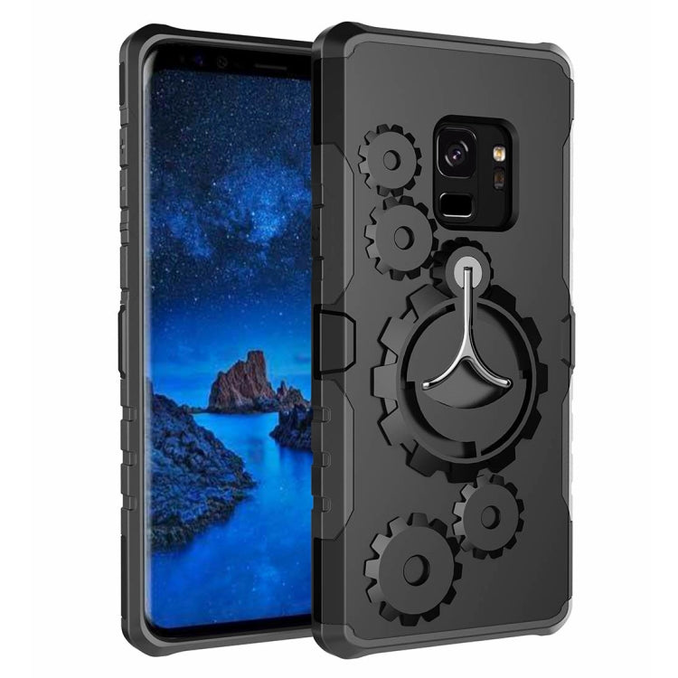For Galaxy S9 TPU + PC Gearwheel Style Multi-function Outdoor Sports Protective Back Cover Case With 360 Degree Rotatable Holder & Armband