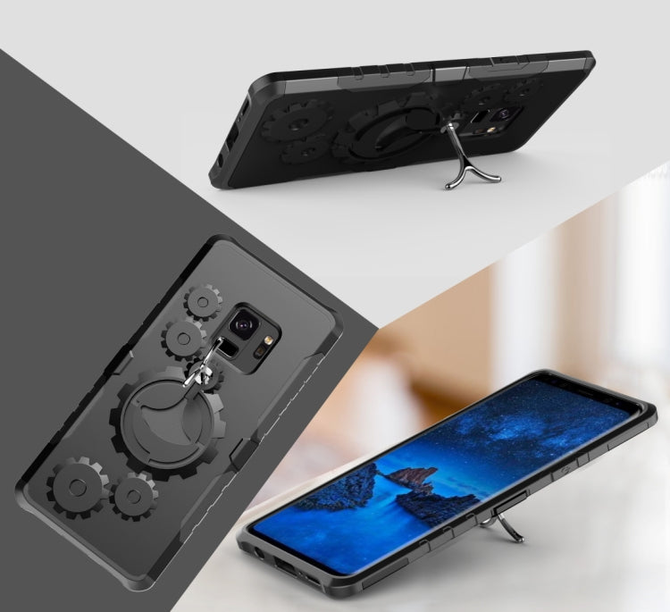 For Galaxy S9 TPU + PC Gearwheel Style Multi-function Outdoor Sports Protective Back Cover Case With 360 Degree Rotatable Holder & Armband
