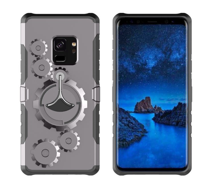 For Galaxy S9 TPU + PC Gearwheel Style Multi-function Outdoor Sports Protective Back Cover Case With 360 Degree Rotatable Holder & Armband